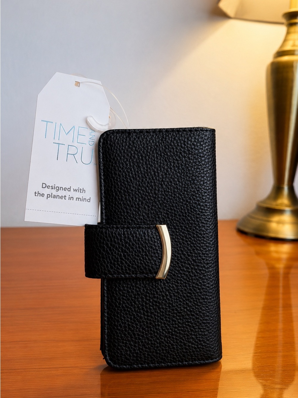 Black Slim Wallet Gold-Tone Hardware New With Tags